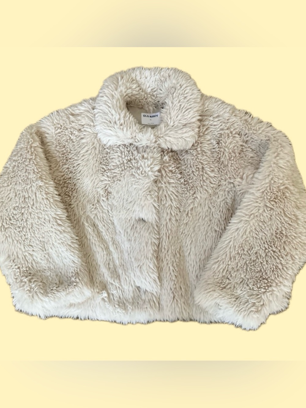NWT! Beige Faux Fur Coat, Collar, Pockets, 1960’s Dolly/Mob Wife, Women’s XL